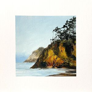 8x8 PNW Original Oil Painting Landscape Olympic National Park Coastal Art Signed